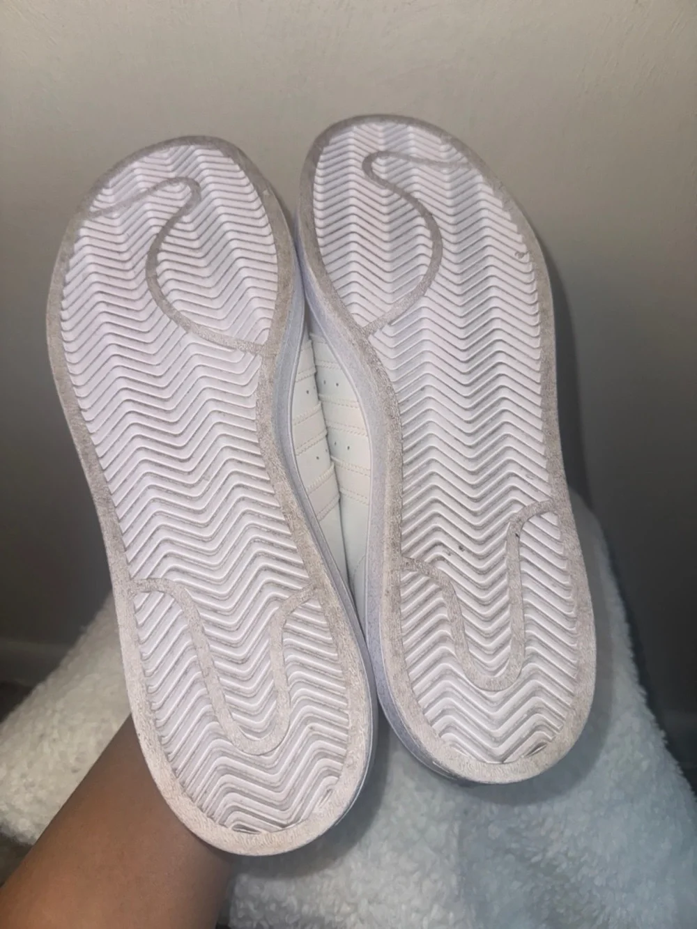 adidas White Leather Shell-Toe Sneakers